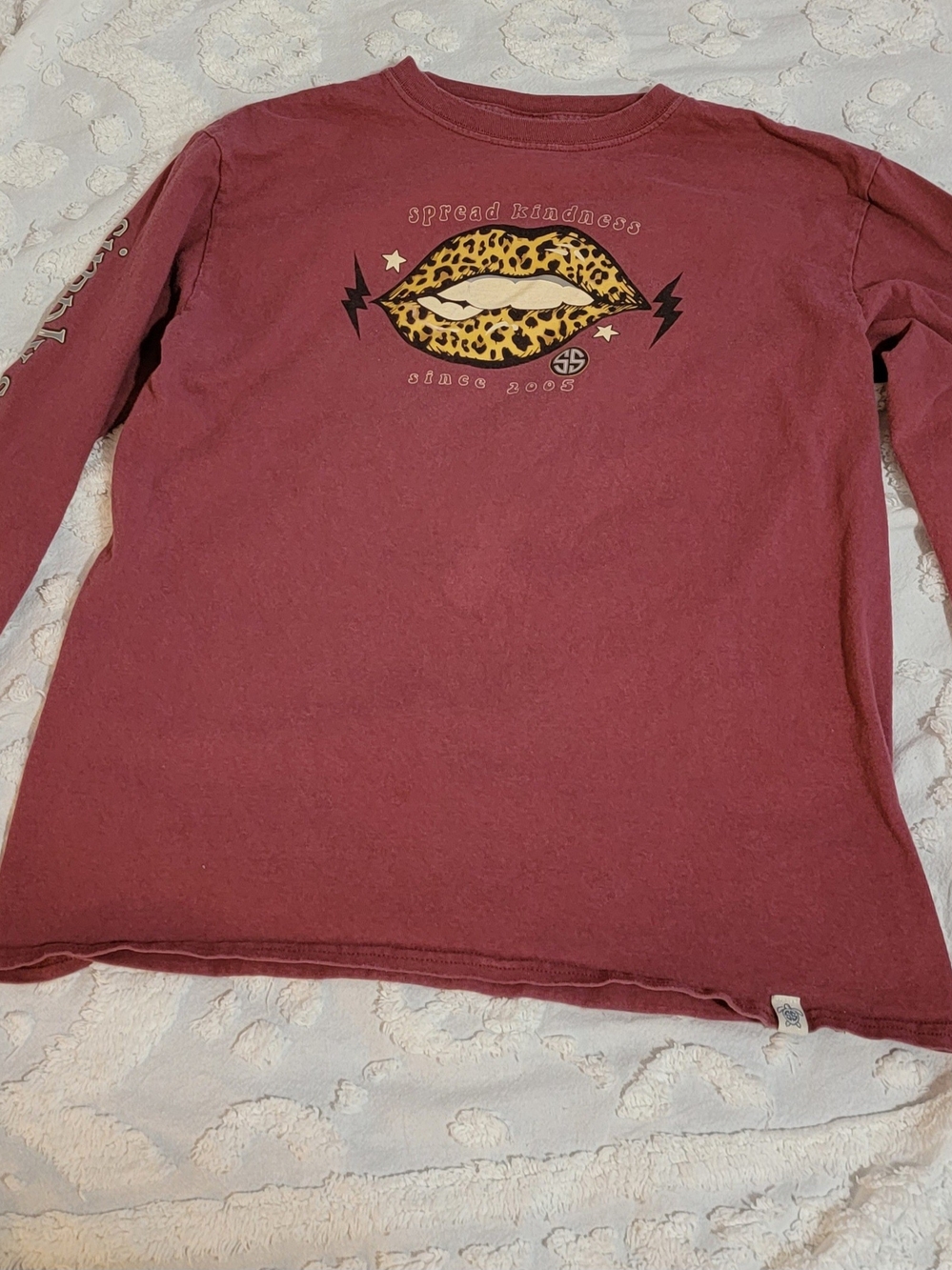 Simply Southern Burgundy Long-Sleeve Tee with Leopard Lips Graphic